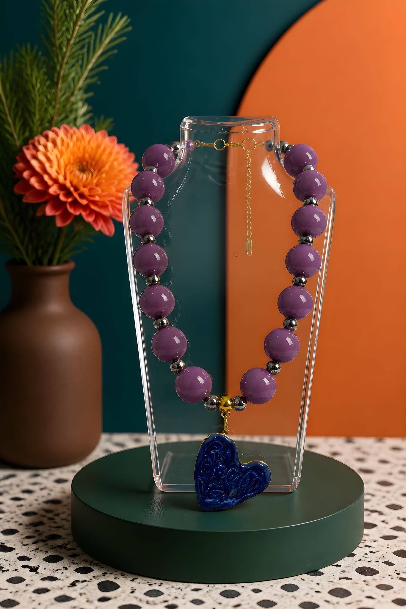 Milagro – Handmade Lavender Beaded Heart Necklace by Illari – One of a Kind