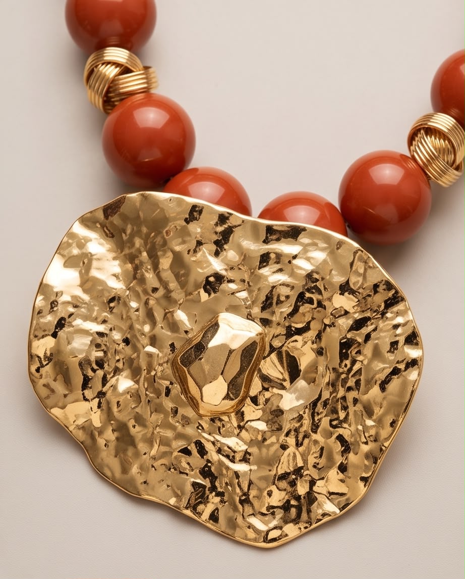 Canela – Handmade Cinnamon & Gold Statement Necklace