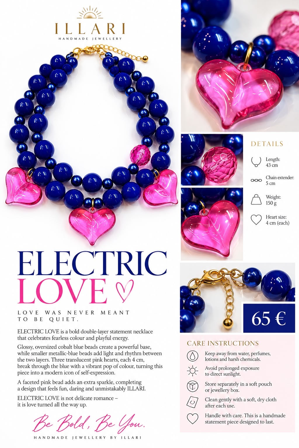 Electric Love Handgefertigte Statement Halskette von Illari