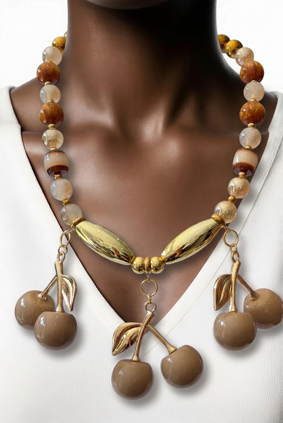 Mocha Cherry Handmade Necklace by Illari
