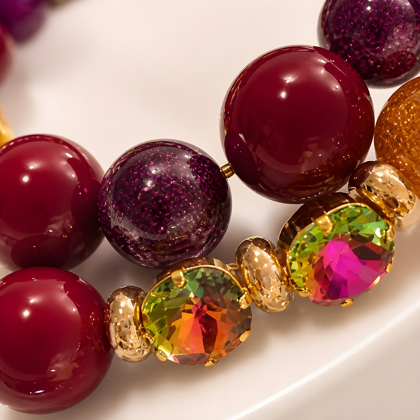 Grape Lux – Statement-Kette in Bordeaux, Violett & Gold