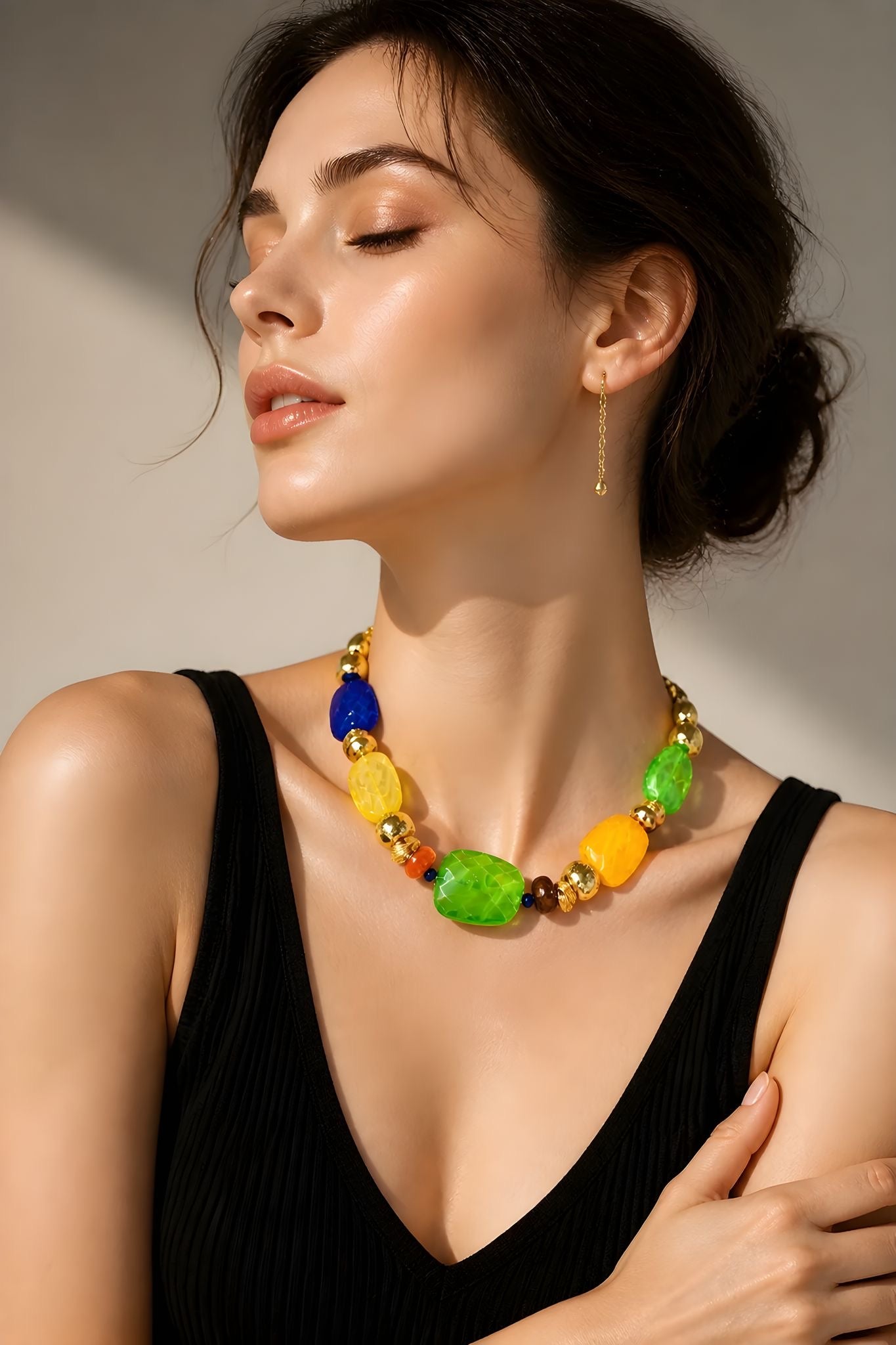 Mosaic – Handmade Color Gem Statement Necklace by Illari – One of a Kind