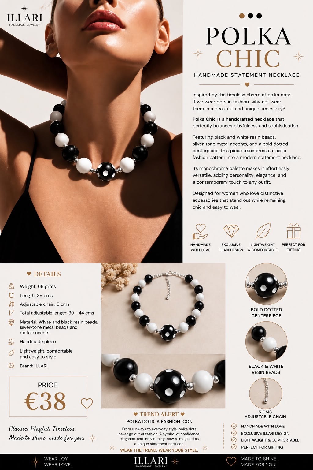 Polka Chic Handmade Necklace by Illari