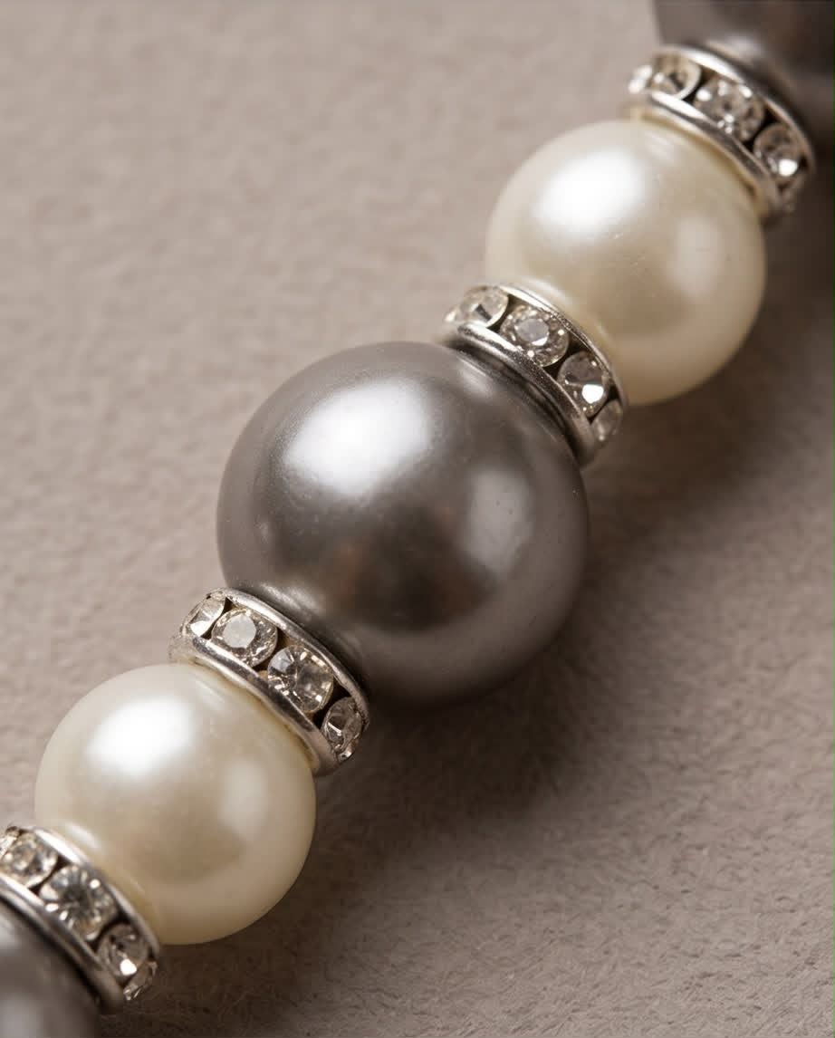 Silver Pearl Cameo Handmade Statement Necklace by Illari