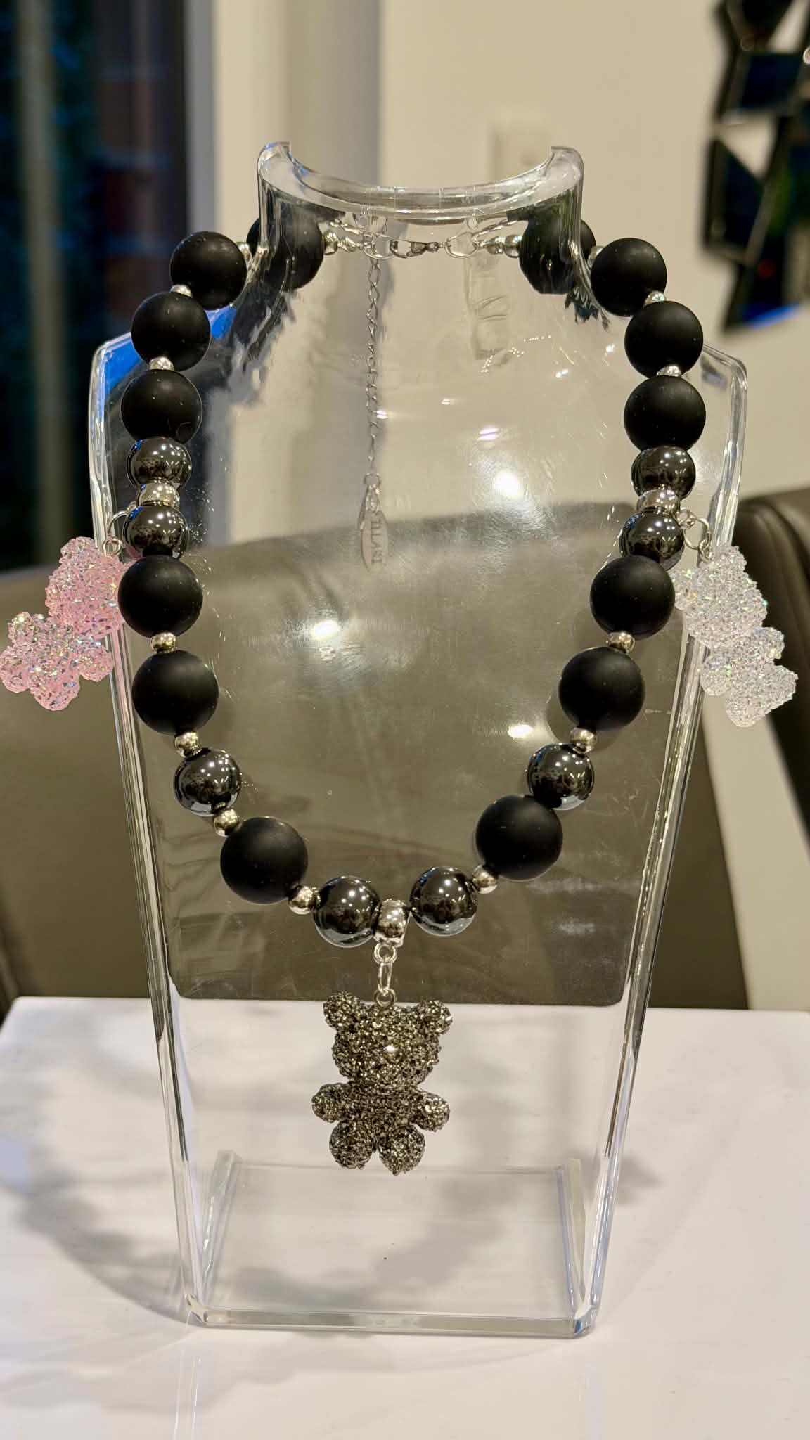 Midnight Teddy Handmade Necklace by Illari