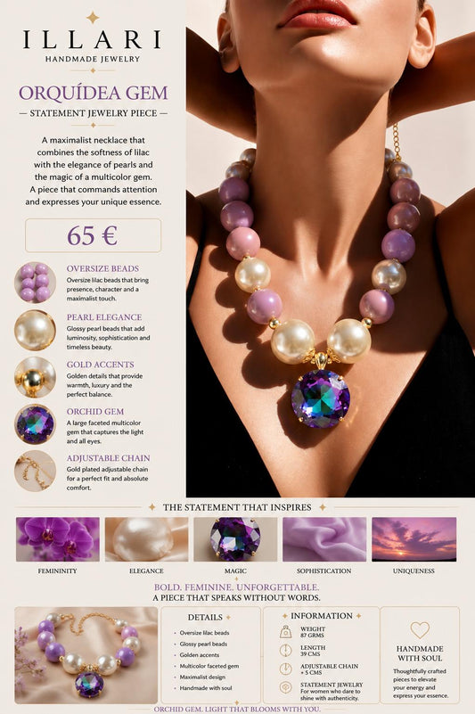 ORQUÍDEA GEM Handmade Necklace by Illari