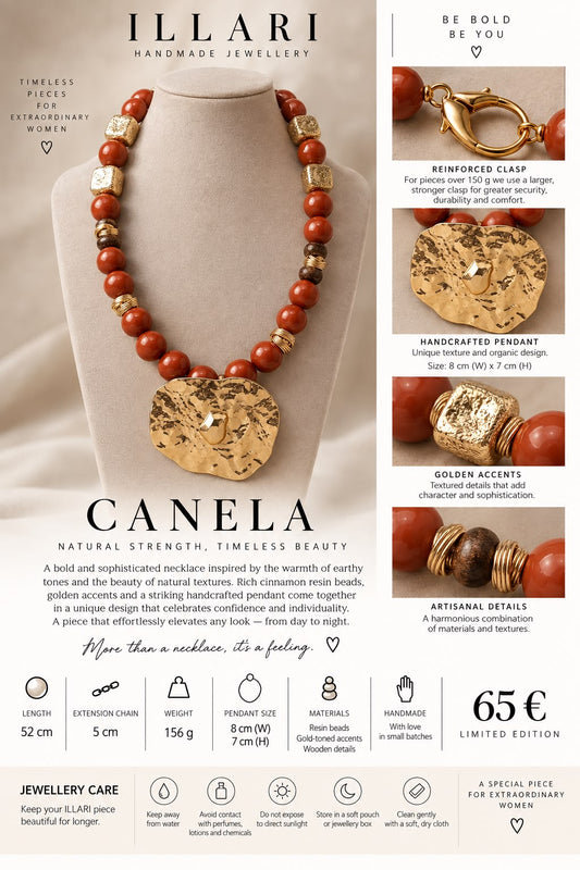 Canela – Handmade Cinnamon & Gold Statement Necklace
