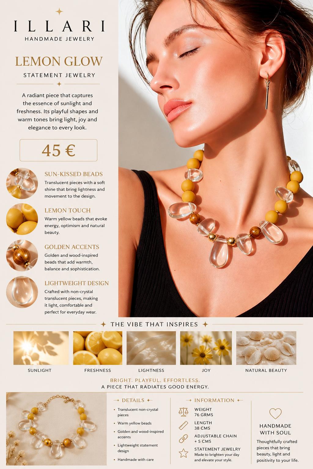 Lemon Glow Handmade Necklace by Illari