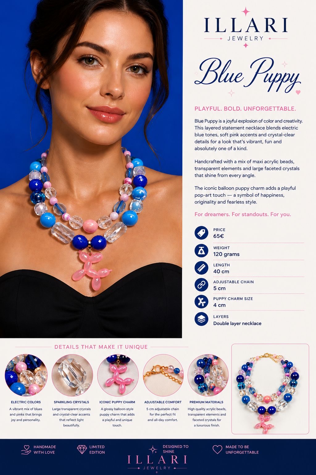 Blue Puppy Handmade Necklace by Illari