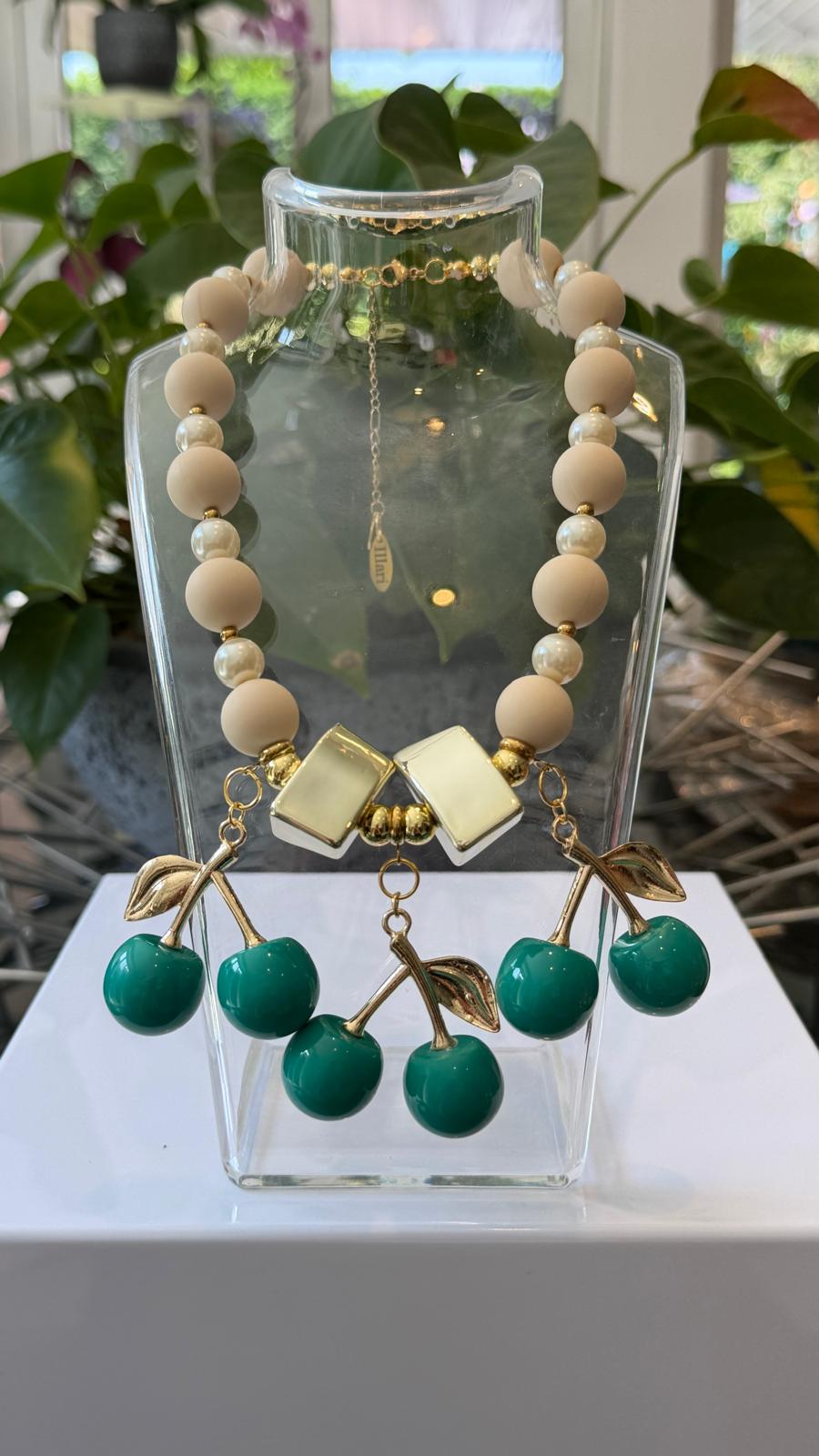 Emerald Cherry statement necklace