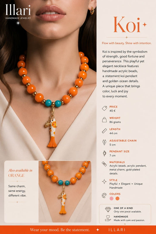 Koi - Beaded Handmade Statement Necklace by Illari – One of a Kind