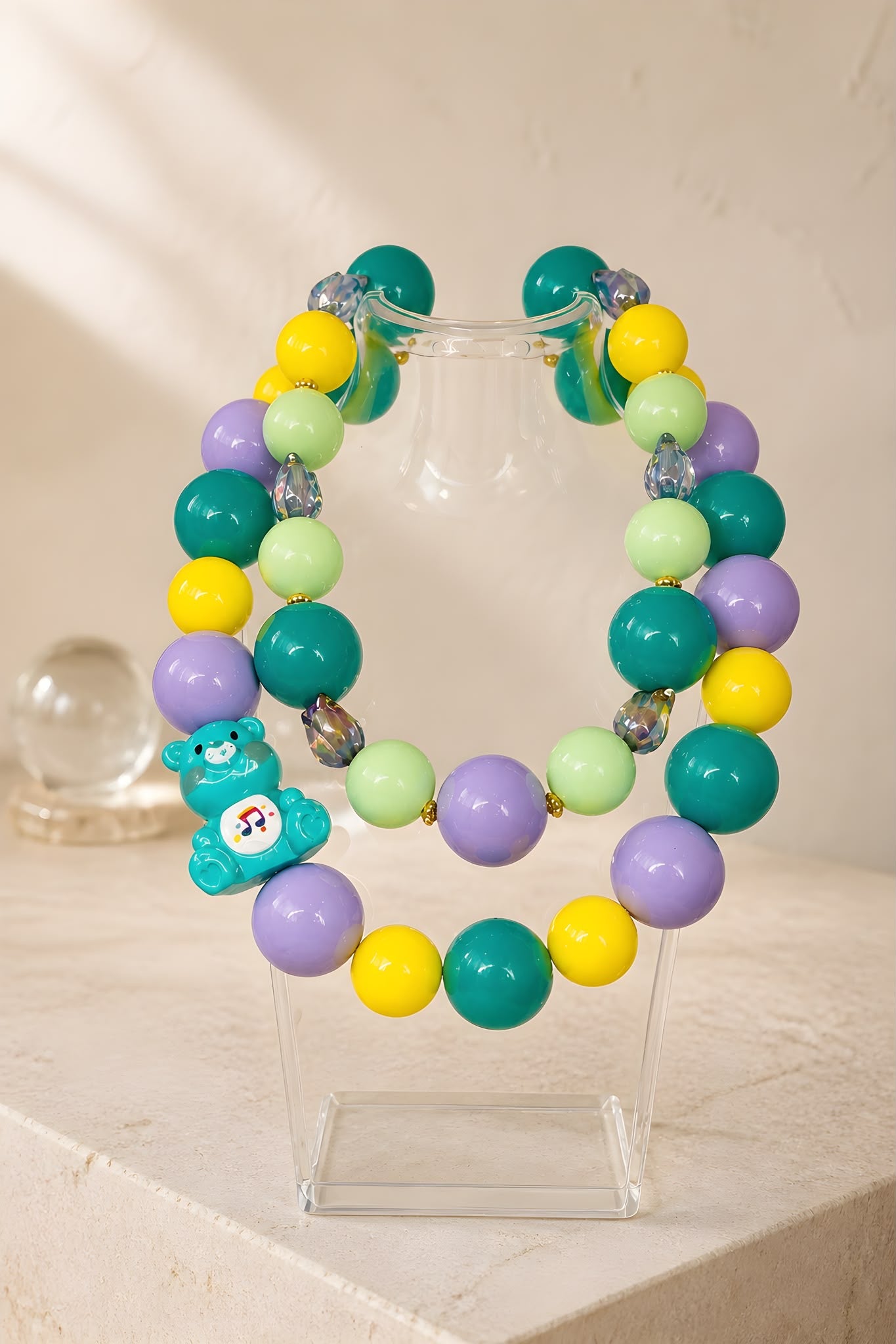 Lavanda Mint Terry – Double Layer Beaded Handmade Teddy Statement Necklace by Illari – One of a Kind