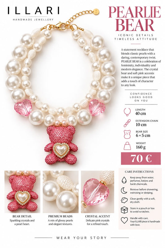 Pearlie Bear Handmade Statement Necklace by Illari