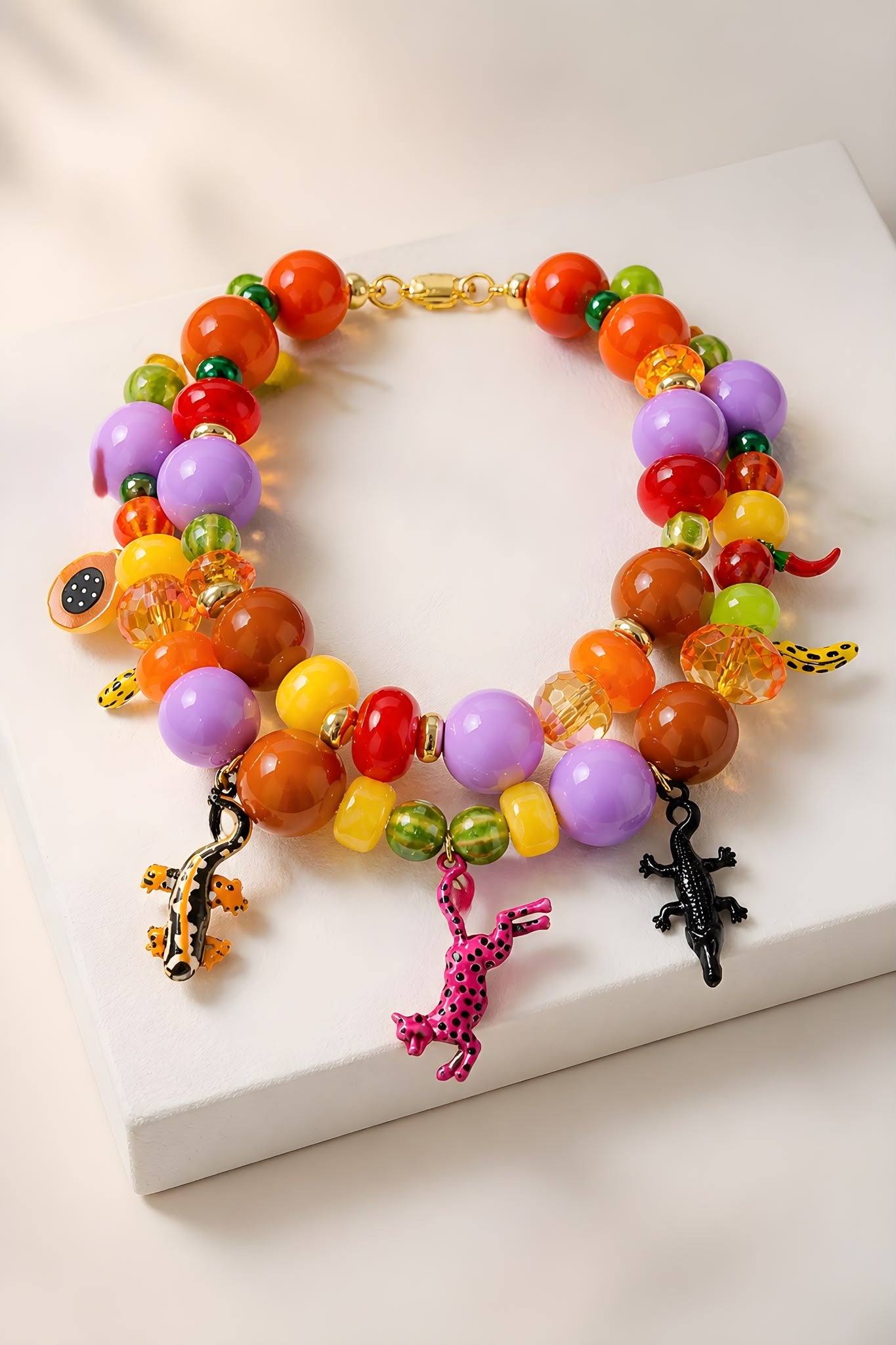Mambo – Colourful Statement Necklace with Animal & Tropical Pendants | Unique Piece
