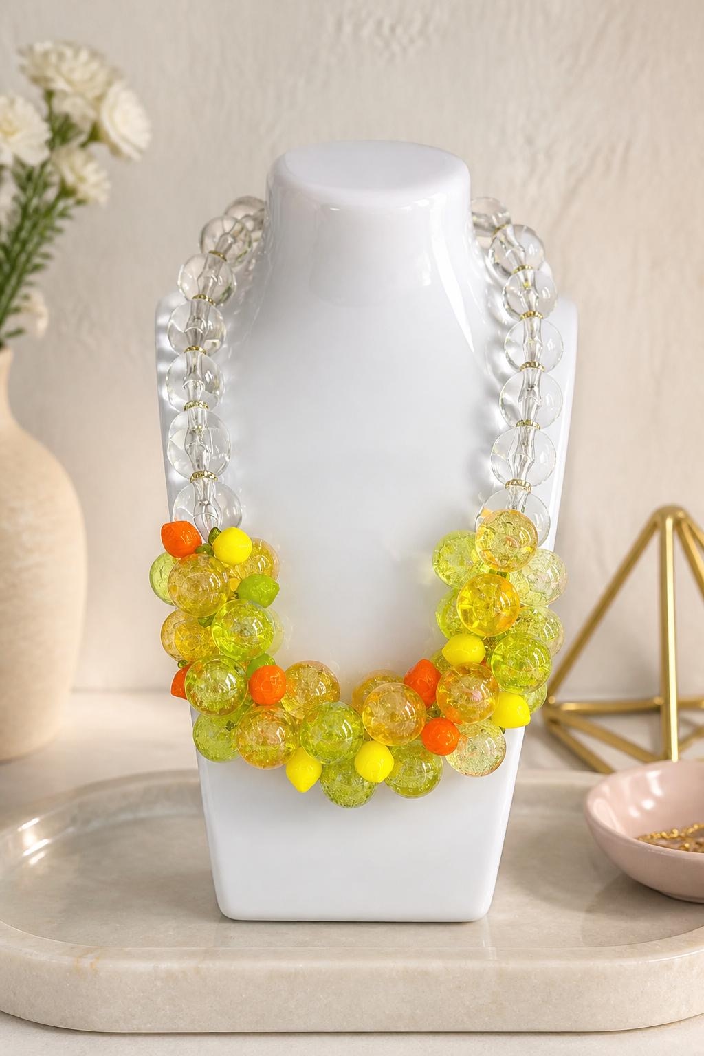 Limoncello – Handmade Citrus Bubble Statement Necklace by Illari – One of a Kind