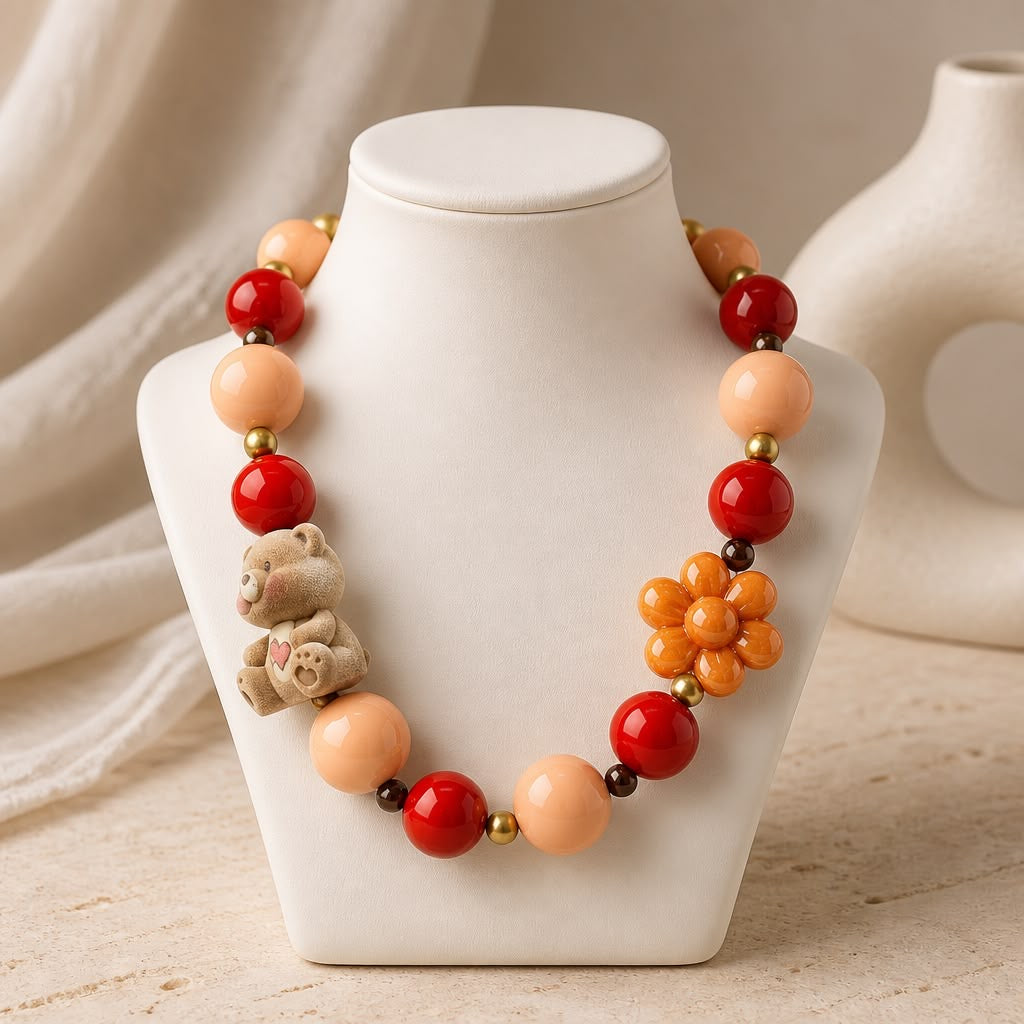 Blush Teddy Handmade Statement Necklace by Illari
