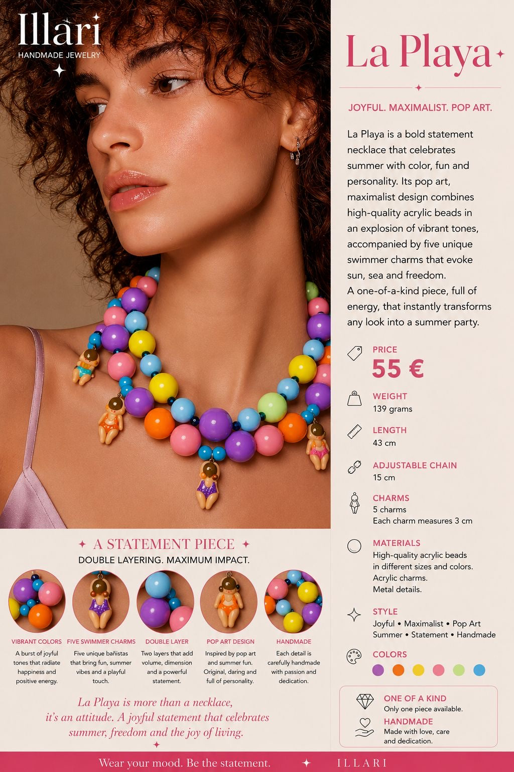 La Playa – Double Layer Handmade Statement Necklace by Illari – One of a Kind