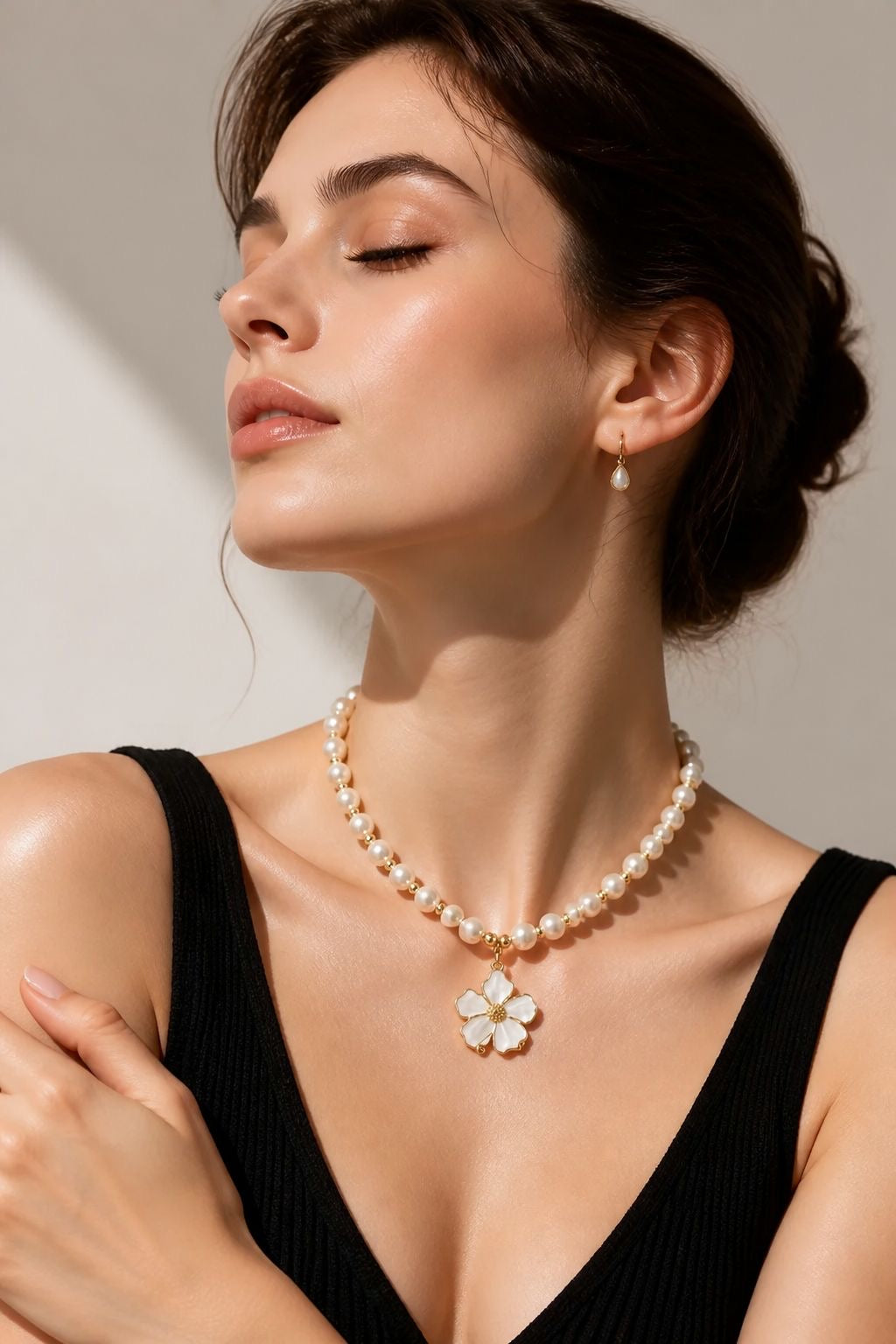 Ivory Blossom Handmade Necklace by Illari | Pearl Flower Necklace