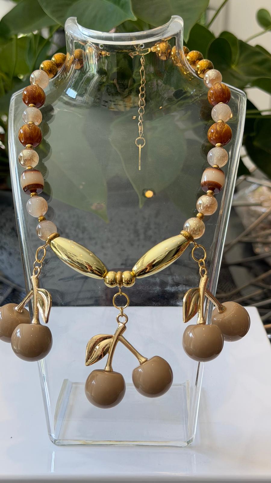 Mocha Cherry Handmade Necklace by Illari