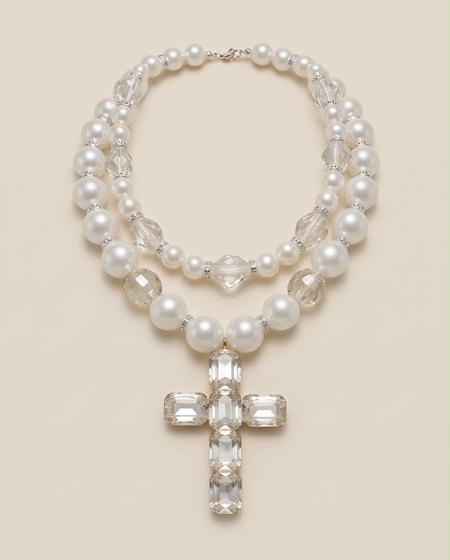 Madonna – Handmade Pearl & Crystal Bridal Statement Necklace