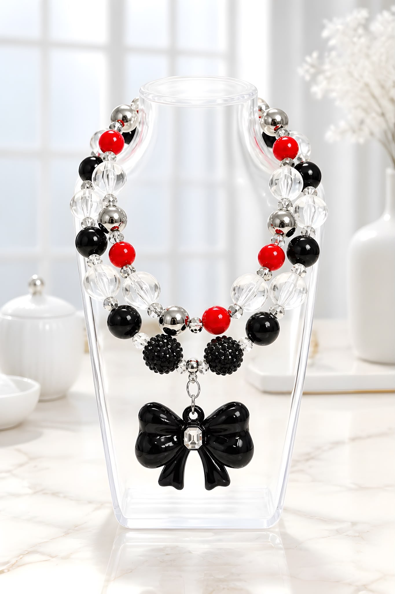 The Bow – Handmade XXL Bow Beaded Statement Necklace by Illari – One of a Kind