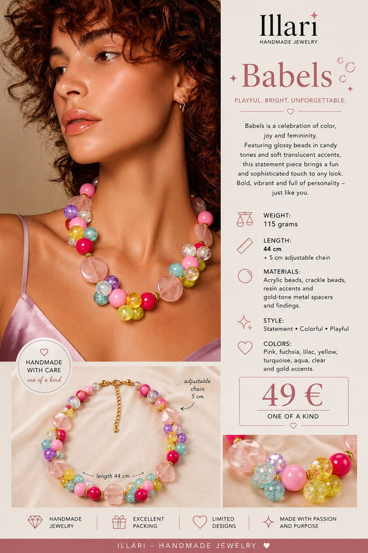 Babels – Handmade Colorful Beaded Statement Necklace by Illari – One of a Kind