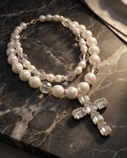 Madonna – Handmade Pearl & Crystal Bridal Statement Necklace