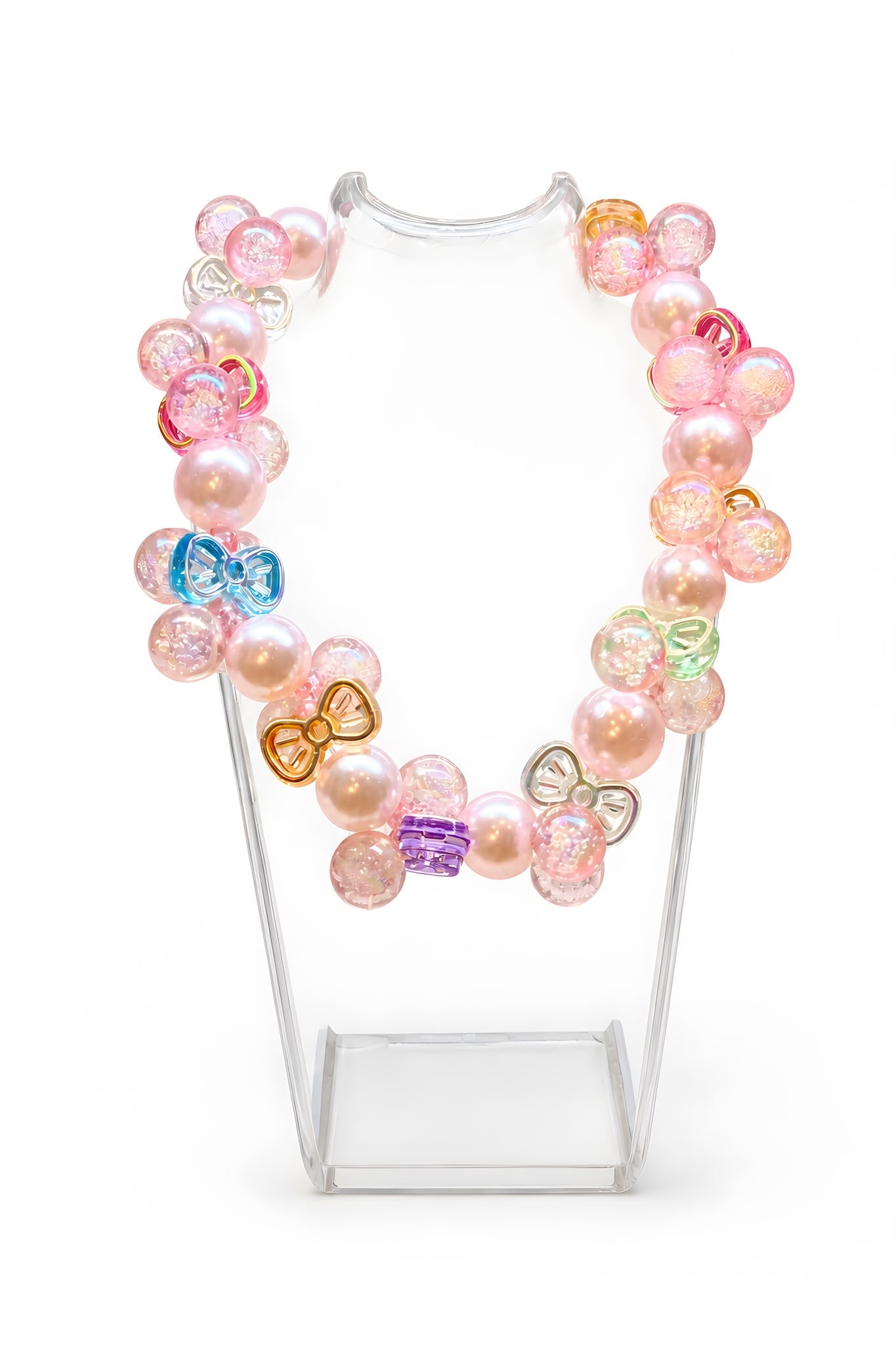Bow Pearl – Rosa Statement-Halskette mit Schleifen | Einzelstück