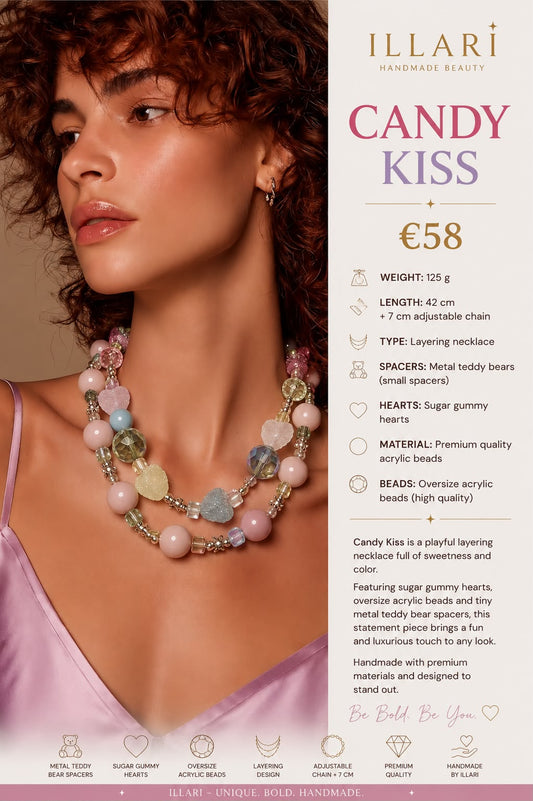 Candy Kiss Handmade Statement Necklace by Illari