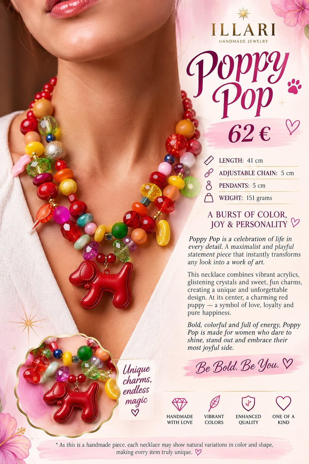 Poppy Pop Necklace by Illari Jewellery