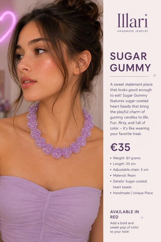 Sugar Gummy – Handmade Gummy Heart Statement Necklace by Illari – One of a Kind