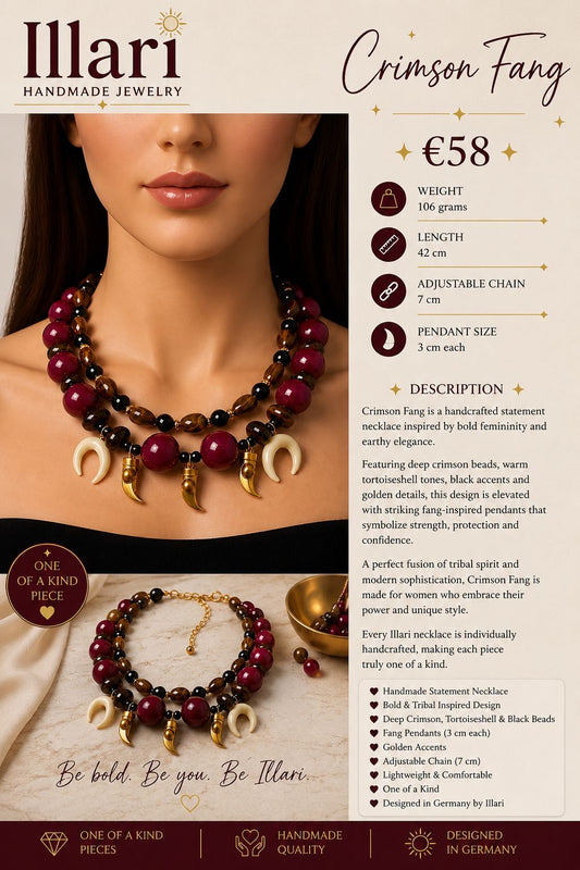 Crimson Fang Handmade Necklace by Illari