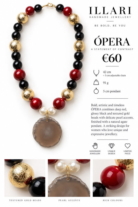 Ópera Handmade Agate Statement Necklace by Illari