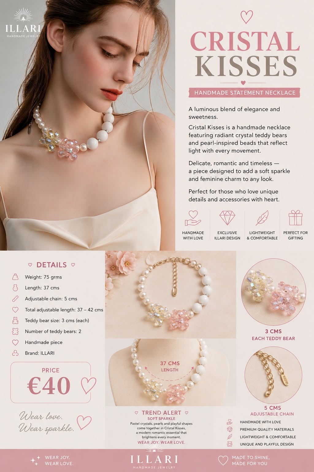 Christal Kisses Handmade Necklace by Illari