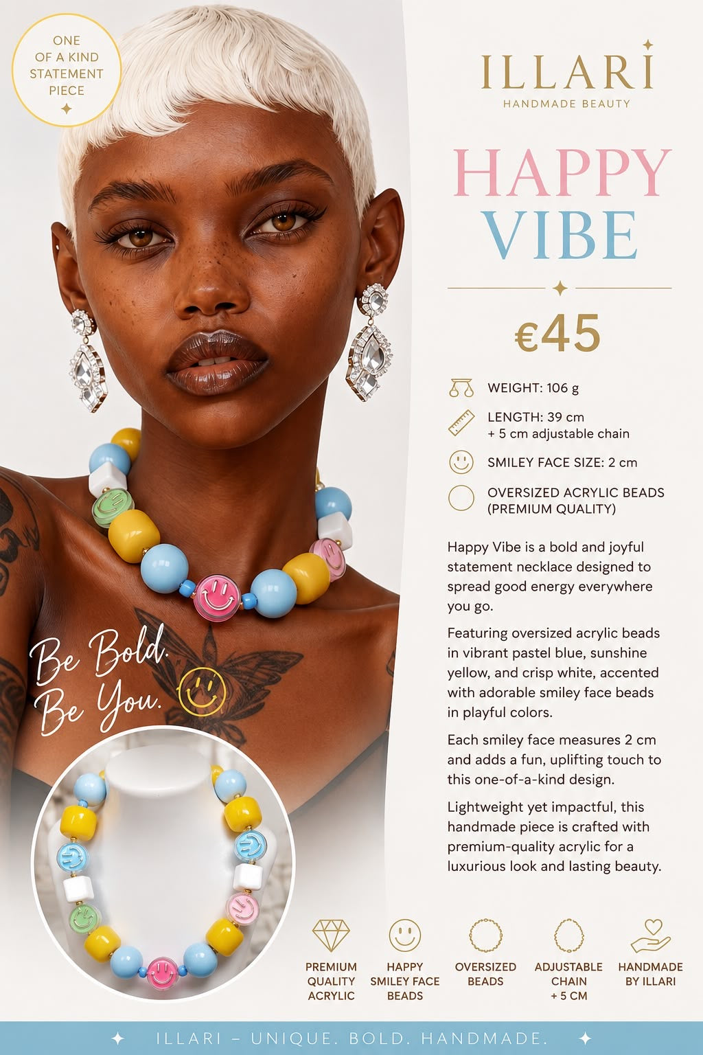 Happy Vibe Handmade Statement Necklace by Illari