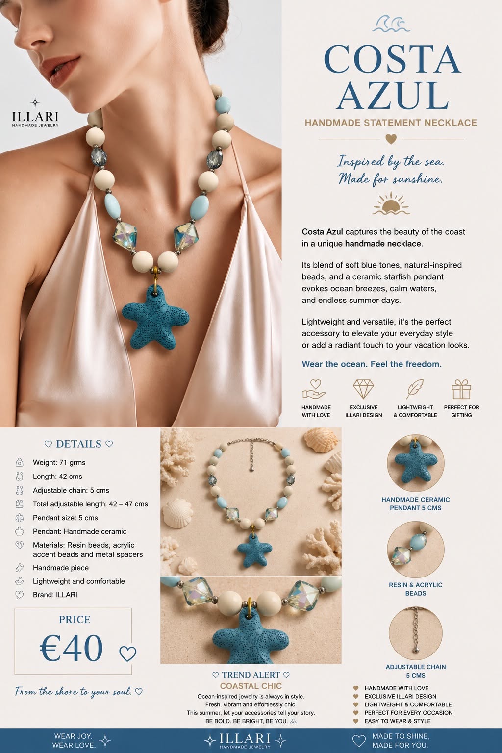 Costa Azul Handmade Necklace by Illari