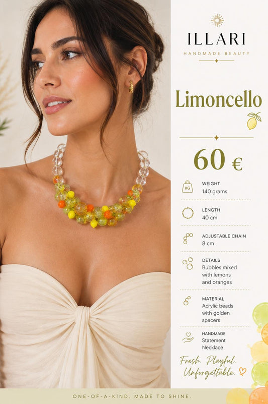 Limoncello – Handmade Citrus Bubble Statement Necklace by Illari – One of a Kind
