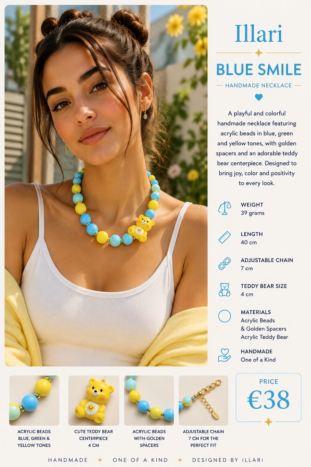 Blue Smile Handmade Necklace by Illari