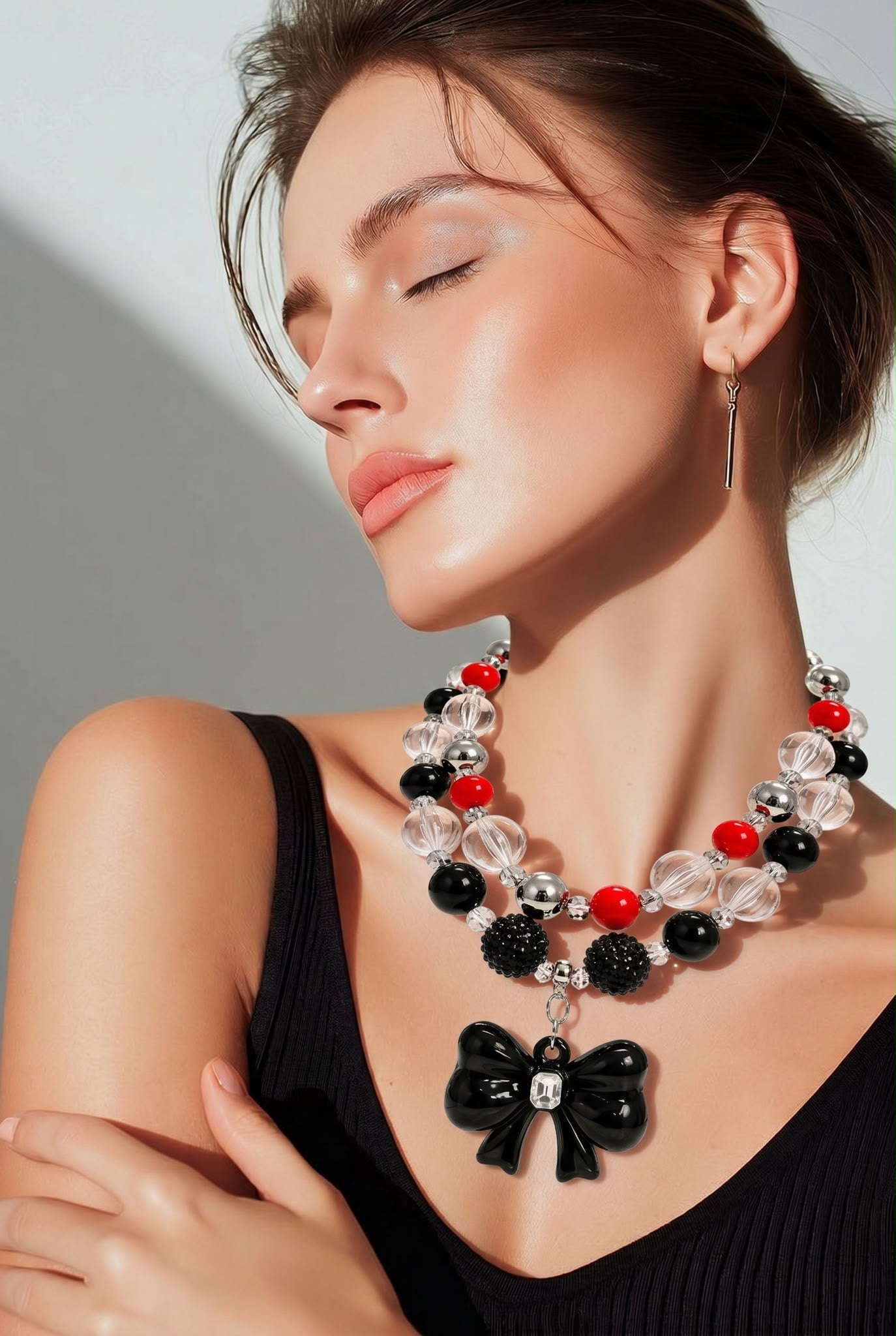 The Bow – Handmade XXL Bow Beaded Statement Necklace by Illari – One of a Kind