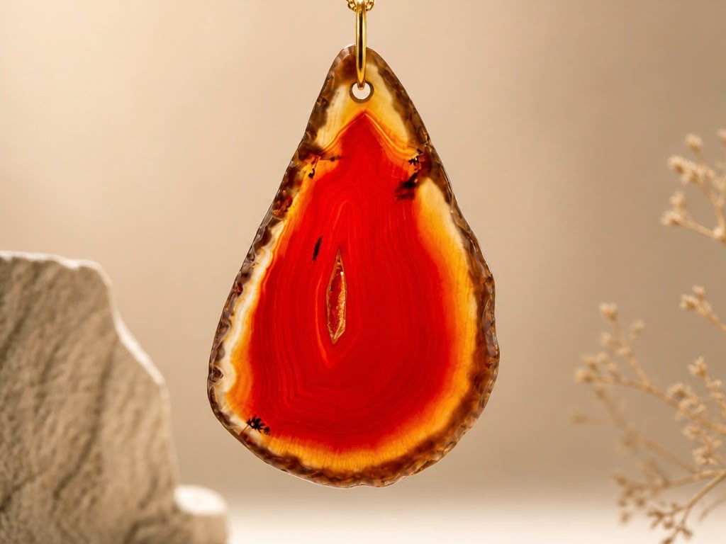 Cacao – Statement Choker in warmen Erdtönen mit großem Steinanhänger