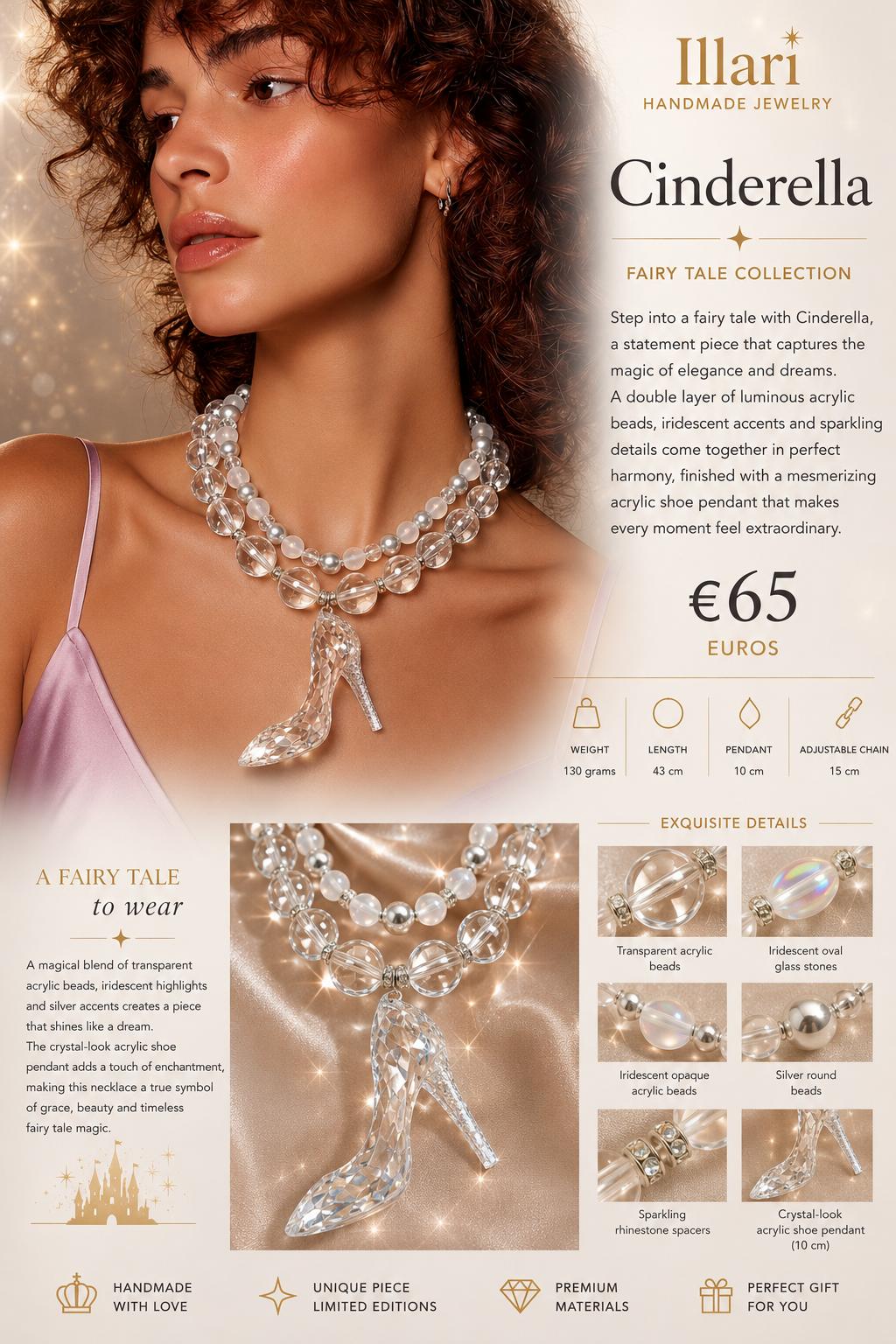 Cinderella Handmade Kristall Necklace by Illari – Fairy Tale Collection – Unique Statement Necklace