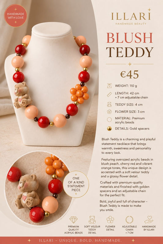 Blush Teddy Handmade Statement Necklace by Illari