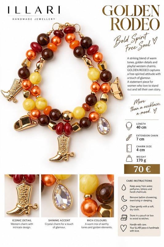 Golden Rodeo Handmade Statement Necklace by Illari