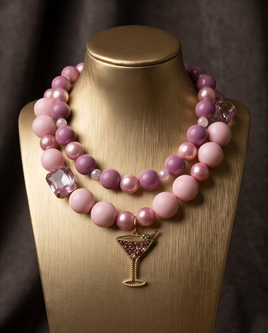 Pink Martini Handmade Necklace by Illari