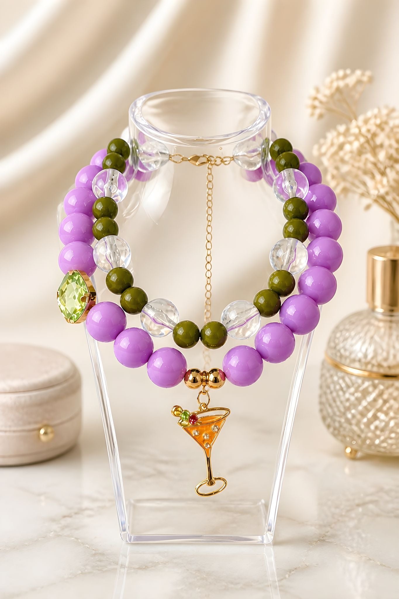 Handmade Beaded Layered Statement Necklace Martini by Illari