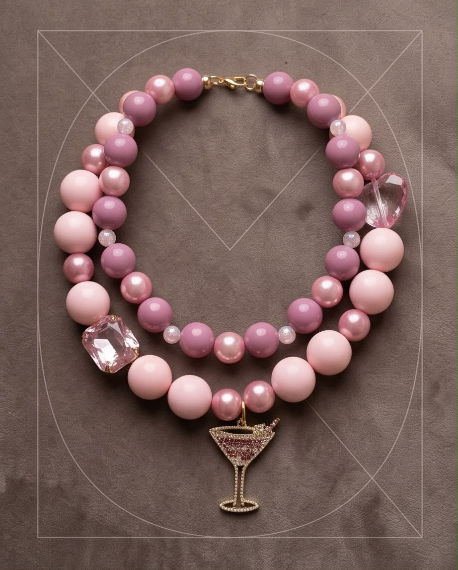 Pink Martini Handmade Necklace by Illari