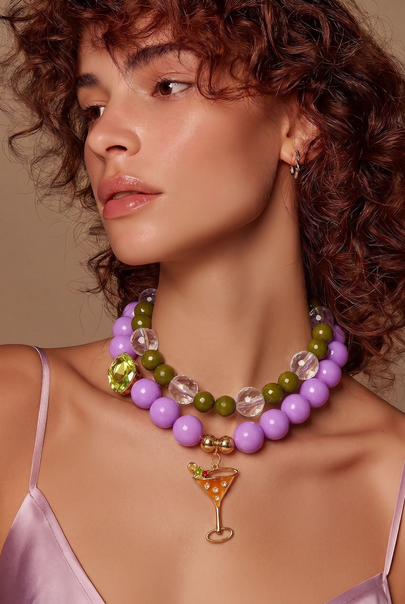 Handmade Beaded Layered Statement Necklace Martini by Illari
