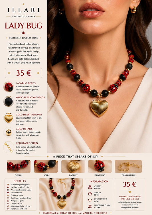 Lady Bug Handmade Necklace by Illari