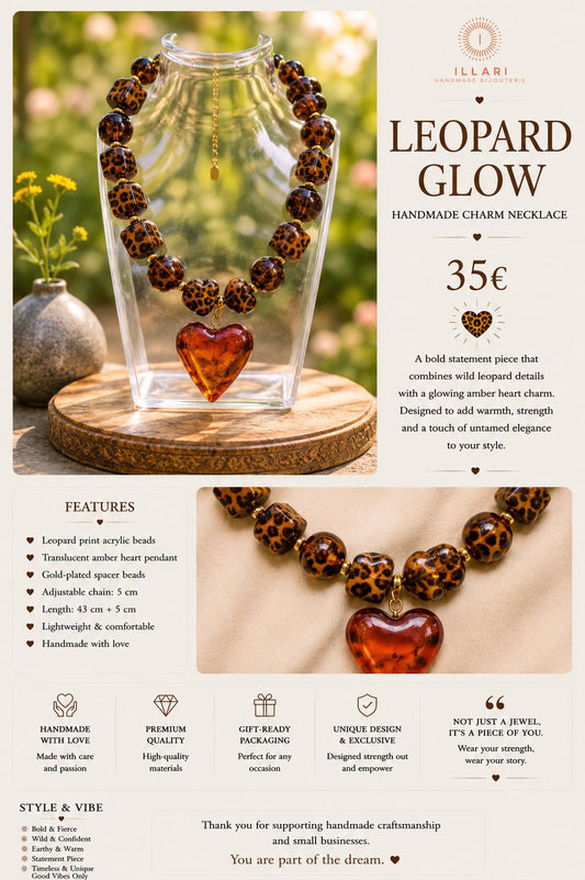 Leopard Glow Handmade Necklace by Illari