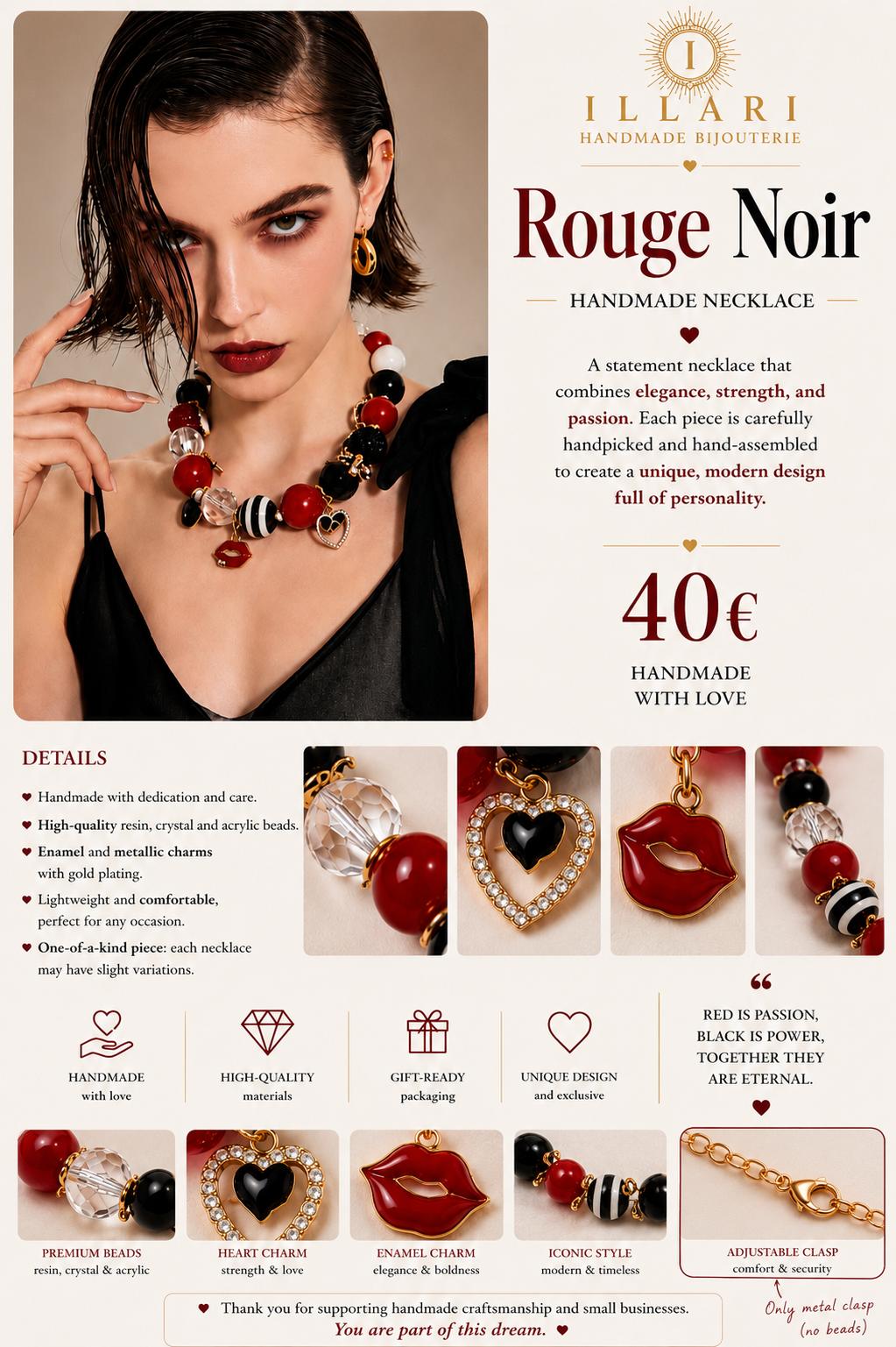 Rouge Noir Handmade Necklace by Illari